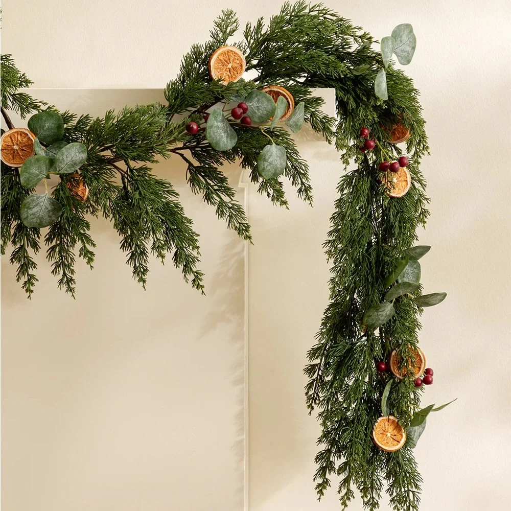 McGee & Co. / 6' Orange & Eucalyptus Faux Garland / NIB